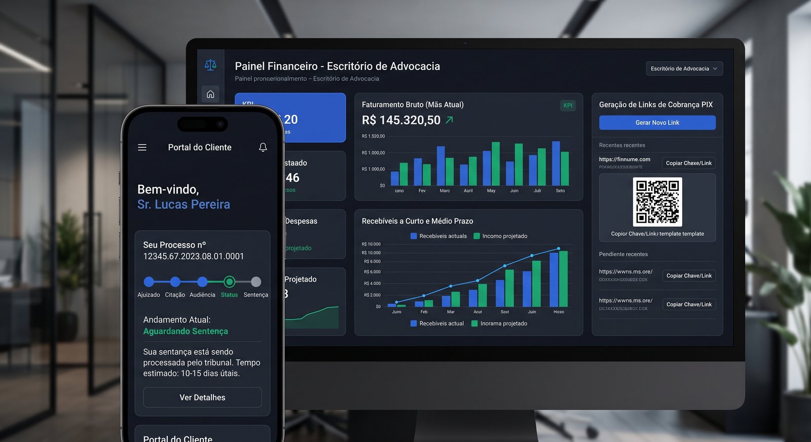 Gestão Financeira de Honorários e Portal do Cliente